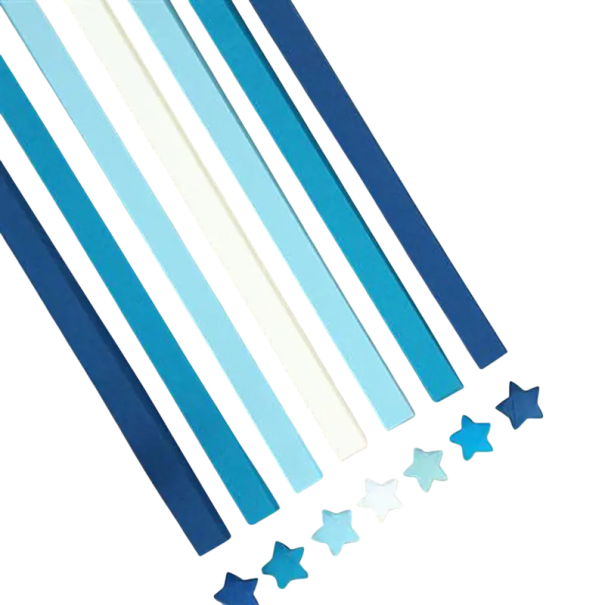 Papírové proužky na origami 540 ks 21,8 × 1 cm oboustranný barevný papír modrá světle modrá tmavě modrá bílá DIY tvoření 1