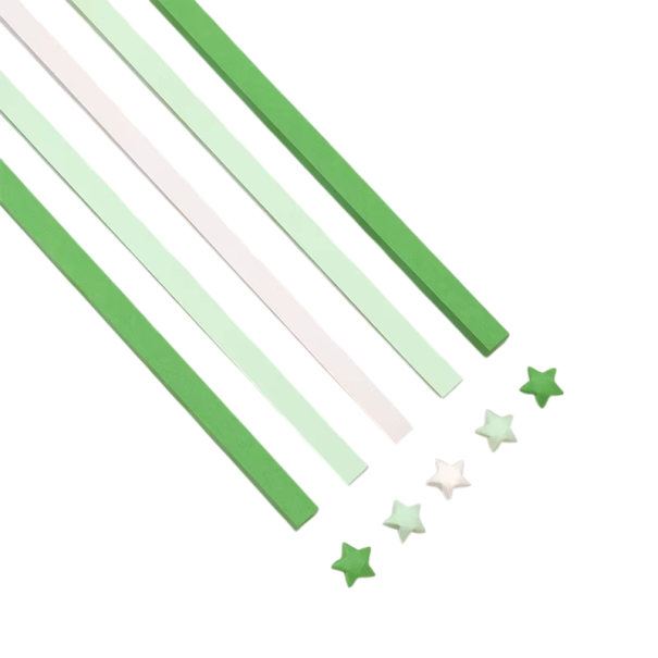 Papírové proužky na origami 540 ks 21,8 × 1 cm oboustranný barevný papír zelená světle zelená bílá DIY tvoření dekorace 1