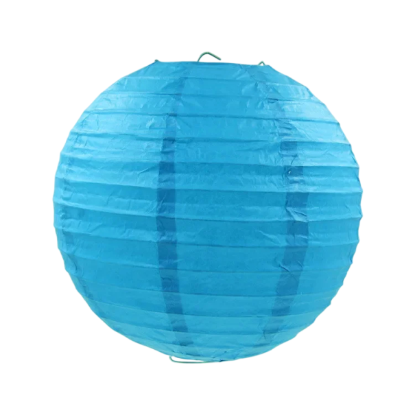 Papírový kulatý lampion závěsná dekorace 15 cm z papíru s drátěnou konstrukcí na oslavy narozeniny svatby a party výzdoba do interiéru tmavě modrá