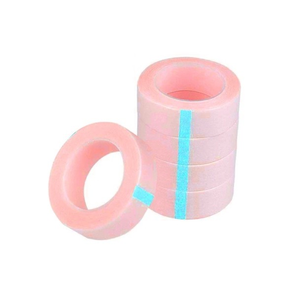 Papirtape til eyelash extensions 5 stk. 1,2 x 900 cm Åndbart plaster Selvklæbende tape Nem at påføre Praktisk at bruge Kan rives af uden saks rosa
