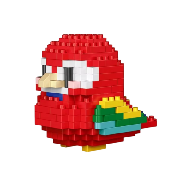 Pappagallo rosso dettagliato 7.6 x 10 x 6.5 cm Micro mini mattoncini modello 3D per appassionati di uccelli Mattoncini creativi da assemblare 1