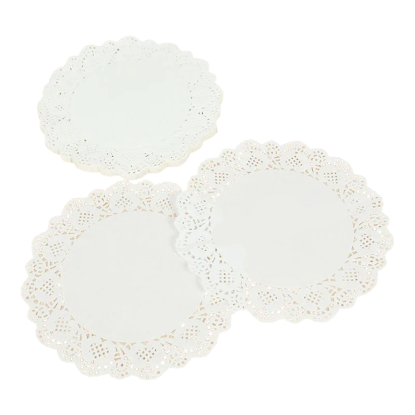 Pappersspetsade servetter runda dekorativa underlägg diameter 165 mm pappersvita spetsade servetter för tårtor desserter och bordsdekorationer 1