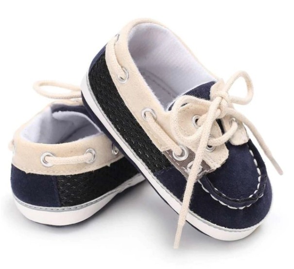 Papuci de bumbac pentru copii A9 albastru inchis 0-6 luni