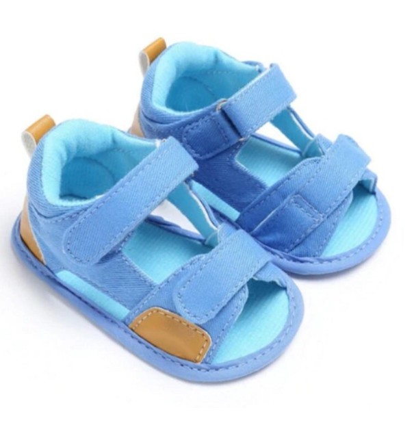 Papuci de bumbac pentru copii albastru deschis 0-6 luni