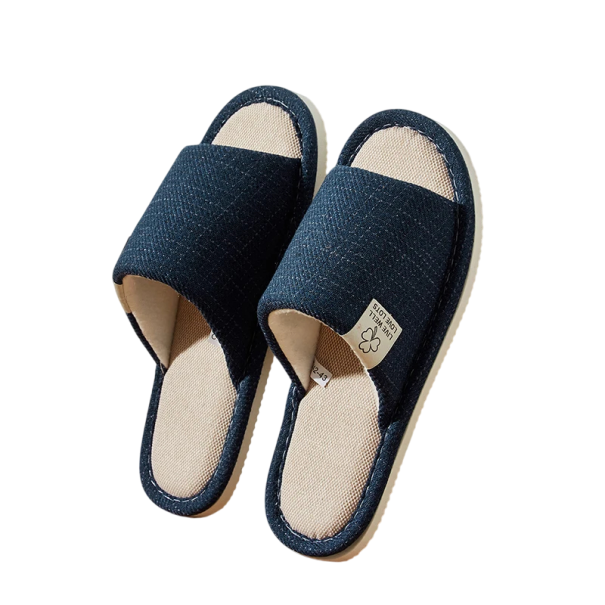 Papuci de casă din pânză cu vârf deschis, papuci de casă, respirabili, ușoare, pentru bărbați și femei, papuci confortabili, moi, pantofi de casă unisex albastru 40-41