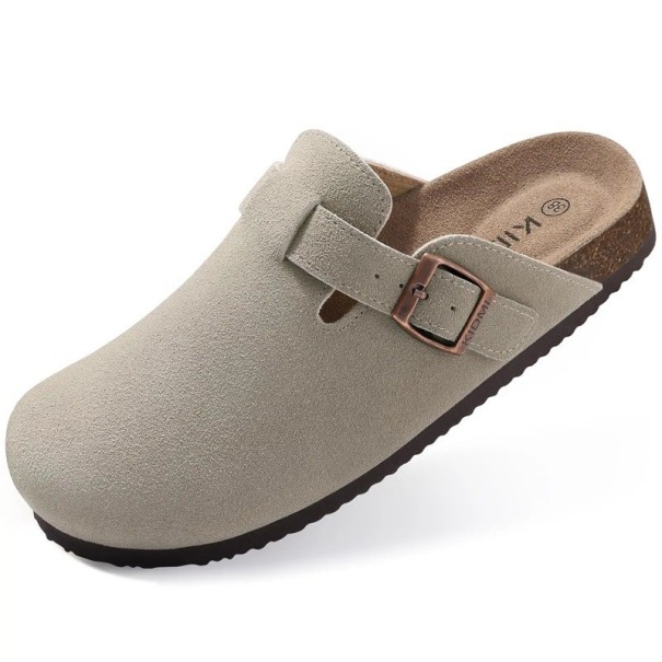Papuci din piele intoarsa din pluta cu brant anatomic Suport arc pentru barbati si femei Papuci de casa ergonomici Pantofi moi pentru purtarea zilnica gri 43