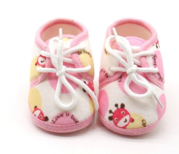 Papuci pentru copii cu girafă roz 0-6 luni