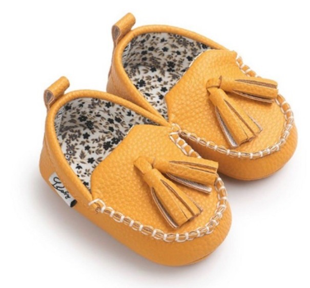 Papuci pentru copii - mocasini galben 12-18 luni