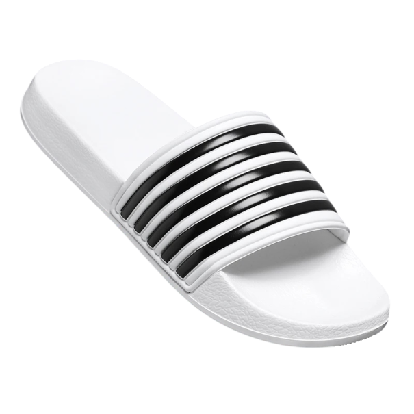 Papuci unisex, ușoare, antiderapante, cu dungi Pantofi confortabili pentru casă și baie Papuci moi pentru femei și bărbați Papuci de vară alb 40