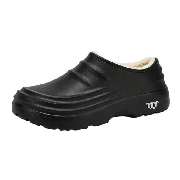 Papuci ușori de blană cu vârf închis, impermeabili, cu talpă solidă, anti-alunecare, cu izolație, design modern minimalist negru 48