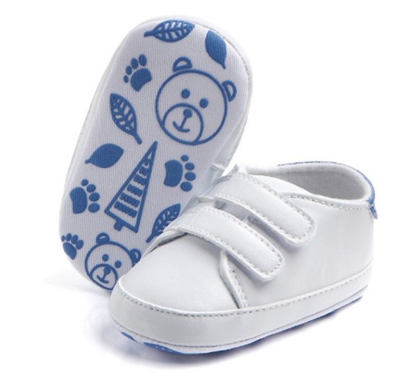 Papuci velcro pentru copii albastru 0-6 luni