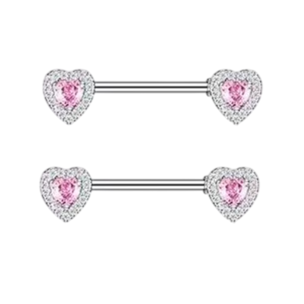 Par de joias delicadas em forma de coração para mamilos tamanho 1,6 mm Piercing corporal brilhante para mulheres e raparigas Acessório elegante 1
