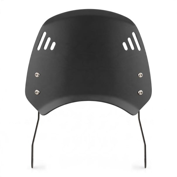 Para-brisas universal para moto para faróis redondos, escudo de alumínio, suporte em aço inoxidável, proteção contra vento e insetos preto