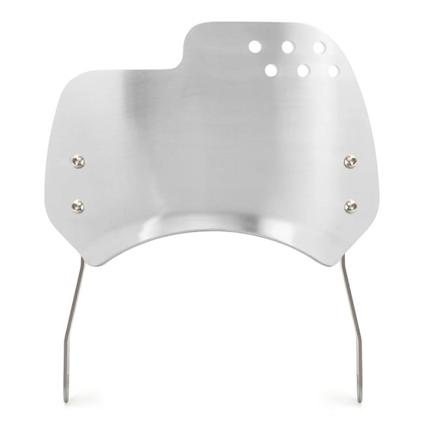 Parabrisas universal para moto para faros redondos de 6 a 8 pulgadas, pantalla de aluminio y soporte de acero inoxidable, deflector de viento plateado