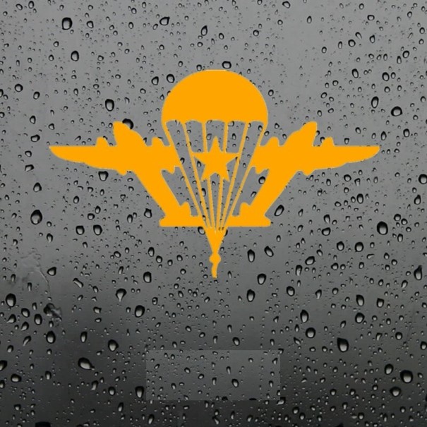 Parachute auto sticker geel
