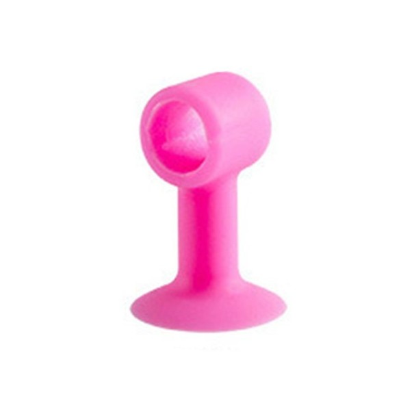 Paragem de porta em silicone com ventosa rosa