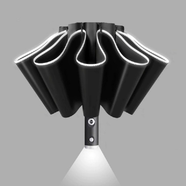 Parapluie entièrement automatique avec lampe LED noir
