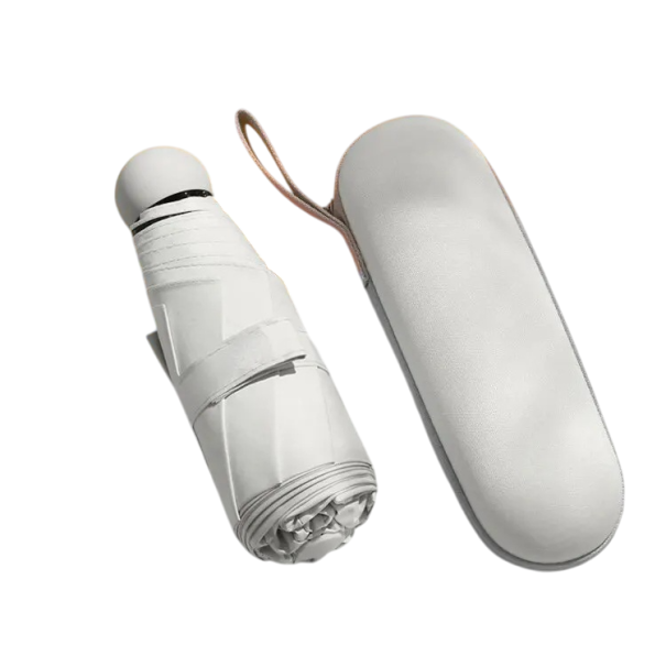 Parapluie pliable en capsule pour femmes Petit parapluie avec protection UV UPF50+ Parapluie portable uni pour sac Protection contre le soleil et la pluie beige