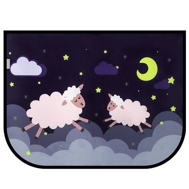 Parasolar auto 60x45 cm cortină UV laterală pentru copii model de oaie cu desene animate accesoriu elegant pentru mașină protecție solară bebeluși și copii mici 1