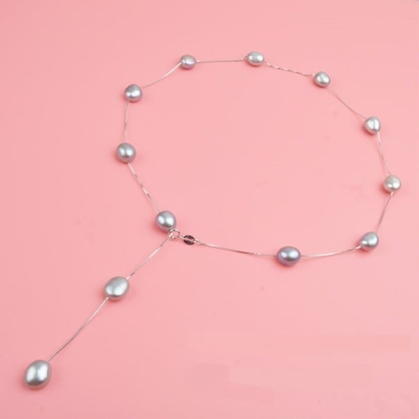 Parelketting voor dames grijs 50 cm