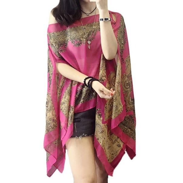 Pareo de verano para mujer P357 rosa oscuro