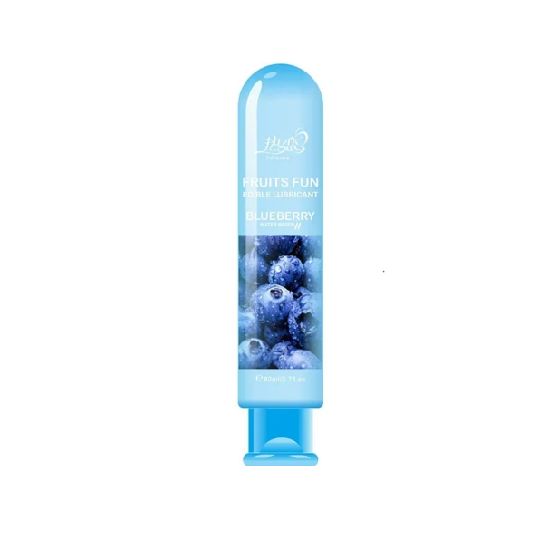 Parfumeret spiselig vandbaseret glidegel blåbær 80 ml langvarig glidecreme til oral og klassisk brug kompatibel med kondomer diskret emballage 1