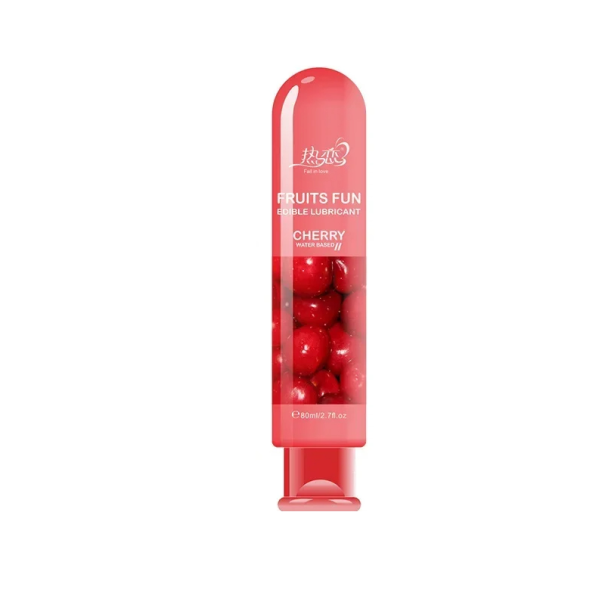 Parfumeret spiselig vandbaseret glidegel kirsebær 80 ml langvarig glidecreme til oral og klassisk brug kompatibel med kondomer diskret emballage 1