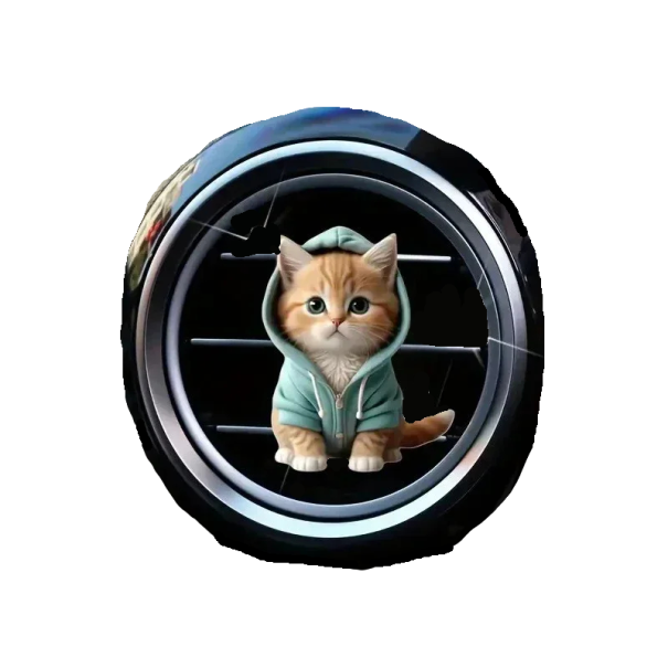 Parfumový klip do auta 2D osviežovač vzduchu cca 6 cm difuzér do ventilácie dekorácia mačka v mikine do interiéru auta