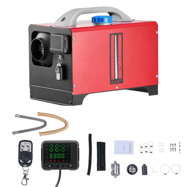 Parkovací ohřívač vzduchu s LCD displejem a dálkovým ovládáním 405 × 245 × 305 mm červený 12–24 V pro auto a kempování 1