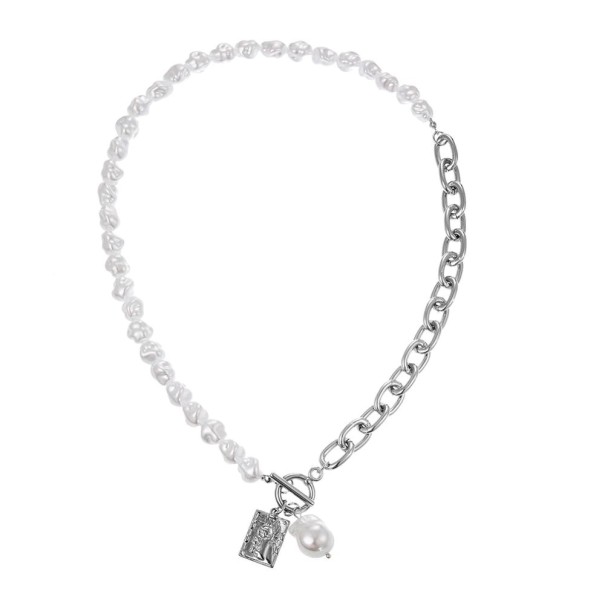 Pärlhalsband för kvinnor D28 silver