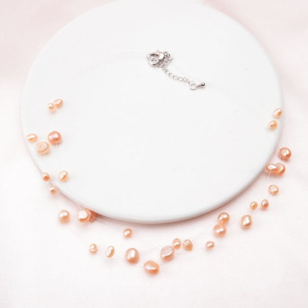 Pärlhalsband för kvinnor M11 rosa