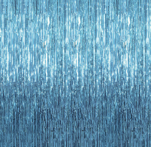 Party Curtain with Fringes 2.5 x 1 m light blue