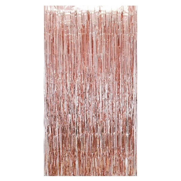 Party Curtain with Fringes 2 pcs old rose