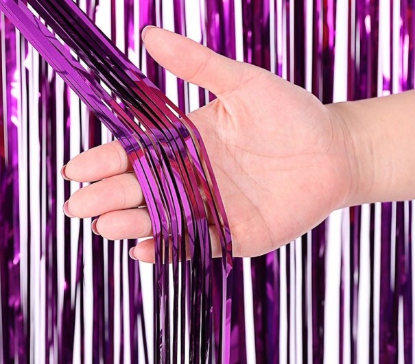 Párty záves so strapcami 2 x 1 m fialová