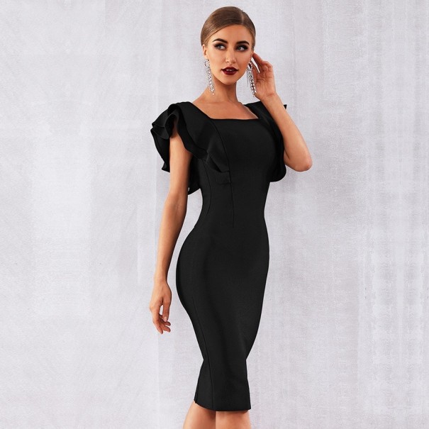 Partykleid mit Rüschen A2783 schwarz L