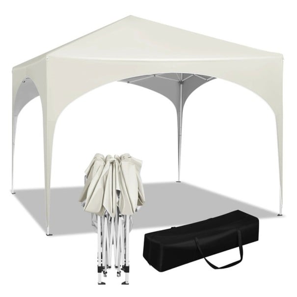 Partyzelt wasserdichter faltbarer Pavillon Größe 3 x 3 m mit korrosionsbeständigem Metallrahmen und verstellbarer Höhe von 250 bis 258 cm für den Garten weiß