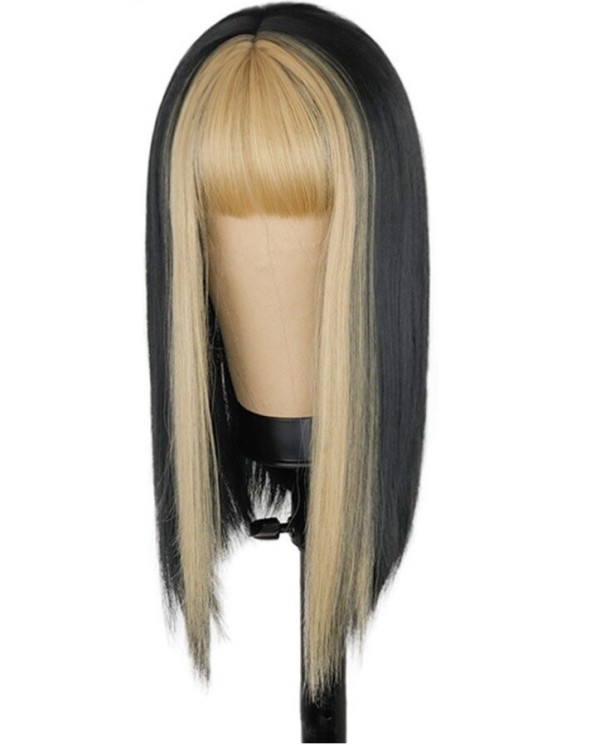 Paruka s barevnou ofinou blond