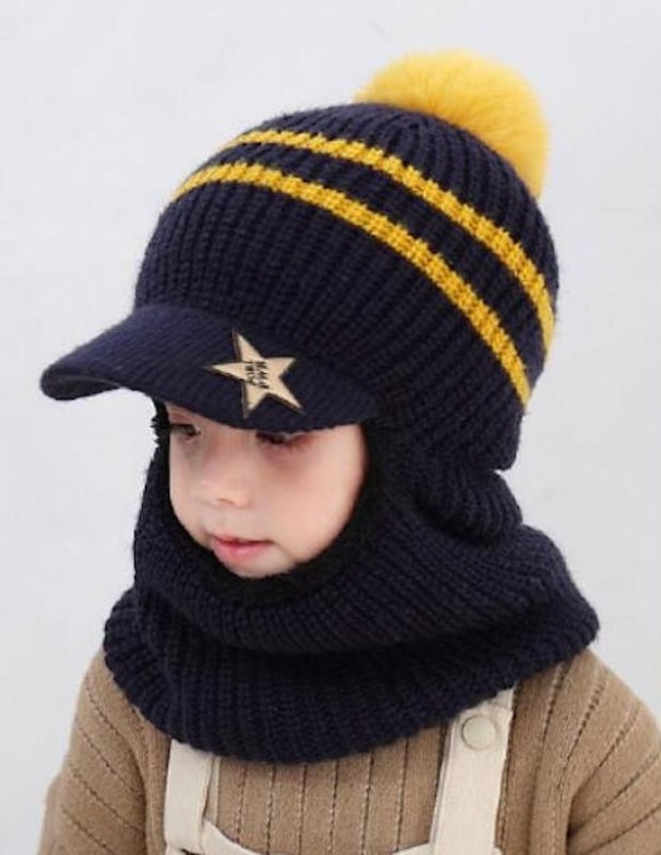 Pasamontañas de invierno para niños A206 azul oscuro
