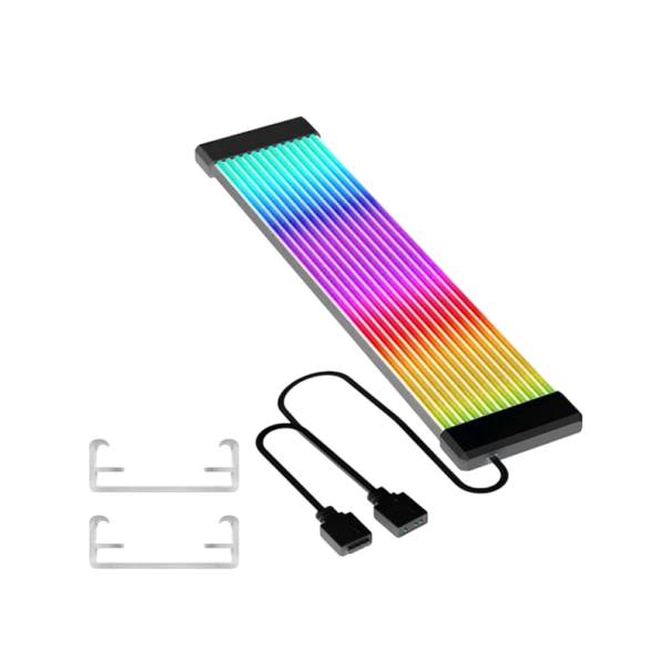 Pasek ARGB 3x8pin 5V z konektorami męskimi i żeńskimi 50 x 235 x 10 mm RGB LED pasek świetlny do obudów komputerów gamingowych i płyt głównych czarny
