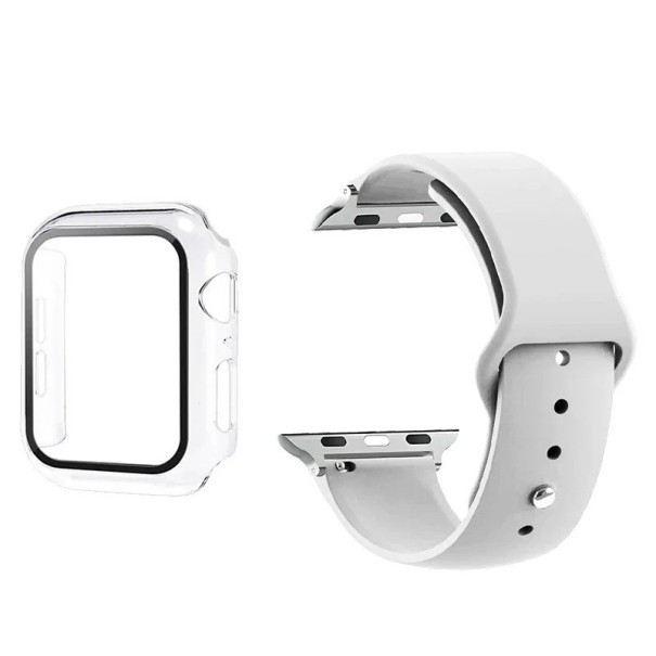 Pásek s krytem rámečku a 9H tvrzeným sklem pro Apple Watch Ultra 49 mm Series Ultra 1/2 – matné pouzdro hodinek a sklo na displej šedá