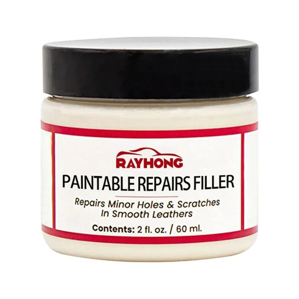 Pasta de relleno para cuero, 60 ml, para reparar asientos de coche, zapatos, bolsos, grietas, agujeros, arañazos, restauración de cuero, renovación de muebles 1
