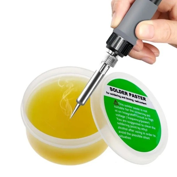 Pasta de soldadura 30 g para conexiones de chip PCB color amarillo fundente a base de colofonia alta conductividad superficie lisa sin oxidación 1