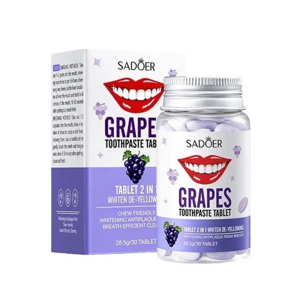 Pastas de dientes probióticas en formato comprimido Higiene bucal Protección dental Enjuague bucal Práctico packaging de viaje Varios sabores morado