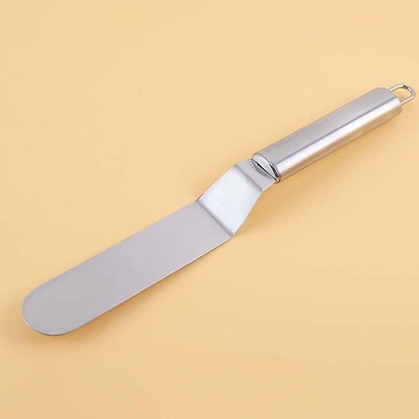 Pastry Bent Spatula Made of Stainless Steel for Cakes and Desserts Rounded Blade Width 3 cm Metal Handle with Hanging Loop S