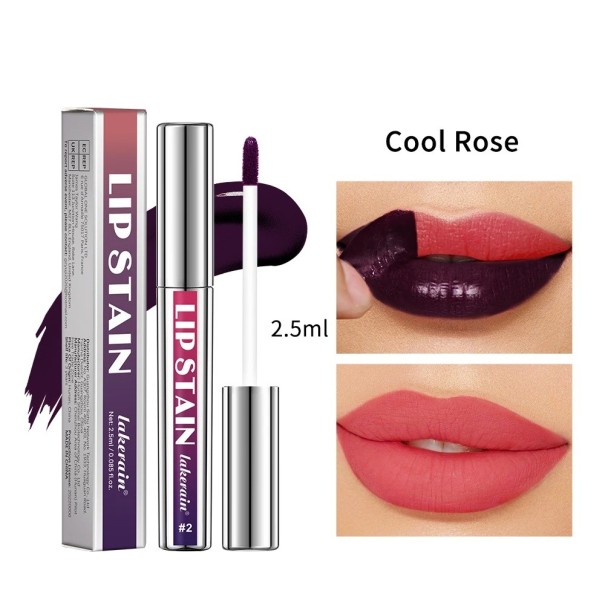 Pată de buze rezistentă la apă de lungă durată 2,5 ml Nuanță roz Culoare lichidă pentru buze Efect natural Machiaj de lungă durată Ruj fără pete cool rose