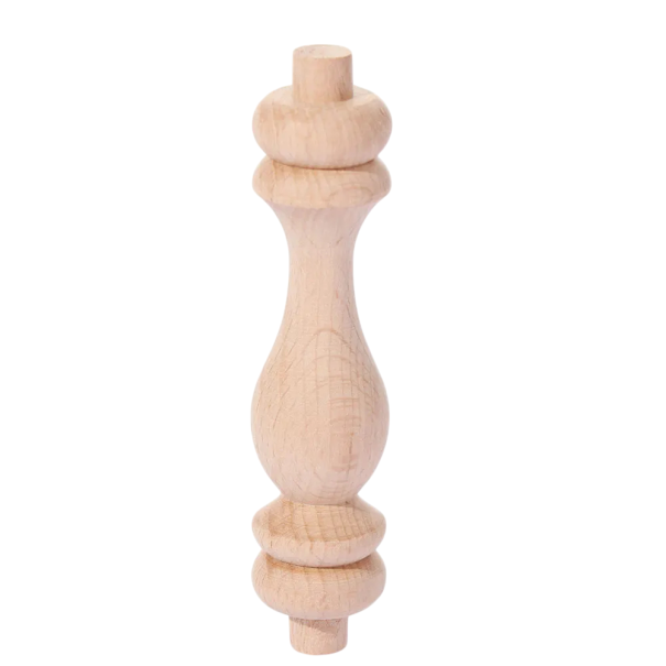 Pata de madera para muebles con forma torneada 9,5 cm madera natural pata clara para armario, cómoda o mesa 1