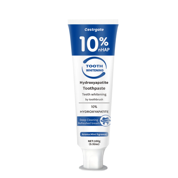 Pâte dentifrice avec hydroxyapatite 10 % 100 g pour le blanchiment et le nettoyage des dents goût menthol tube bleu et blanc pour l'hygiène buccale 1