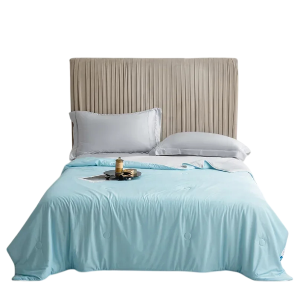Pătură răcoroasă de vară 200 × 230 cm, reversibilă, bicoloră, ușoară, respirabilă pentru dormit albastru