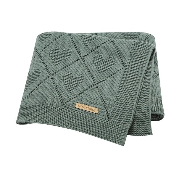 Pătură tricotată din bumbac pentru bebeluși 70x90 cm Mimixiong Pătură pentru cărucior Pătură moale pentru bebeluși Pătură de dormit verde inchis