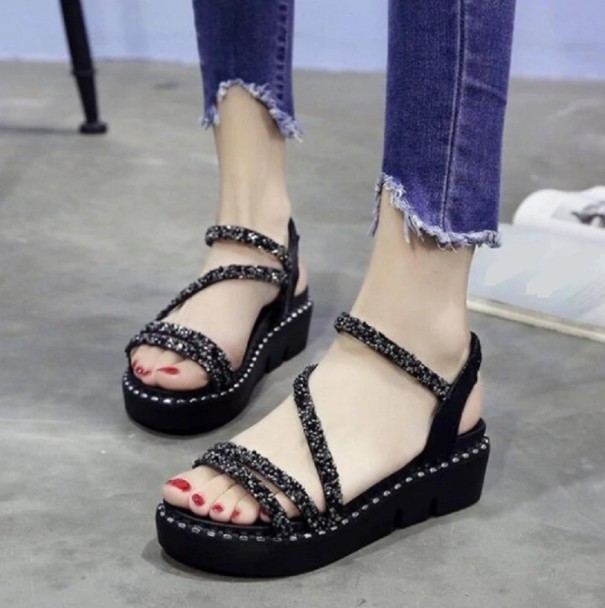 Paula Glitzer-Sandalen für Damen schwarz 36